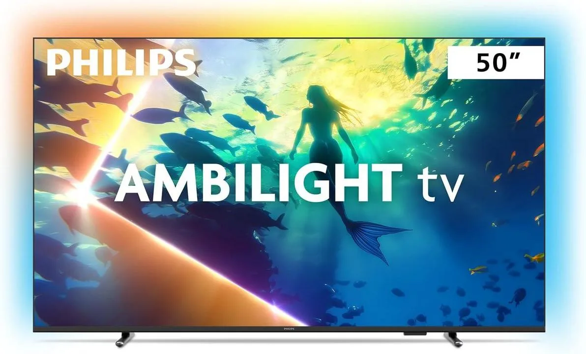 Black friday smart tv philips ambilight 50 4k 50pug810078 com comando de voz e dolby atmos por um pr